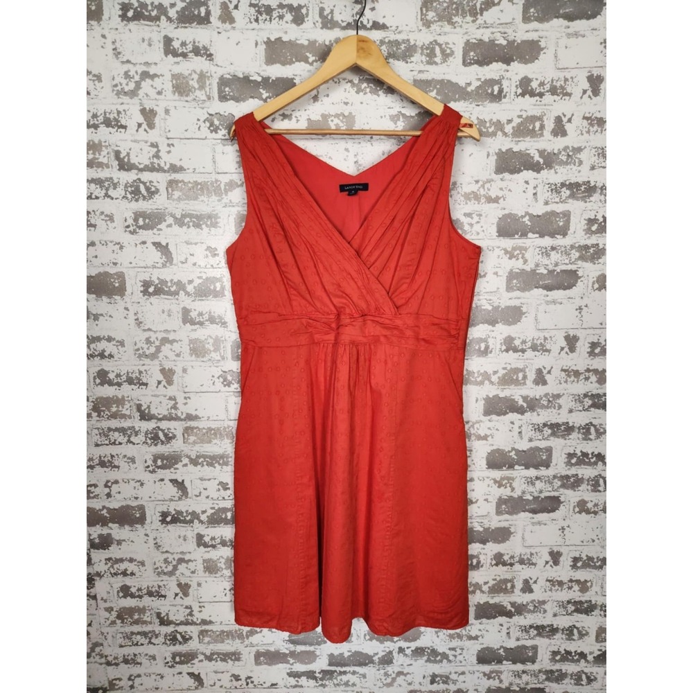 Lands' End Dress Size 16 Coral Orange‎ Surplice Cross Over Summer Vacation